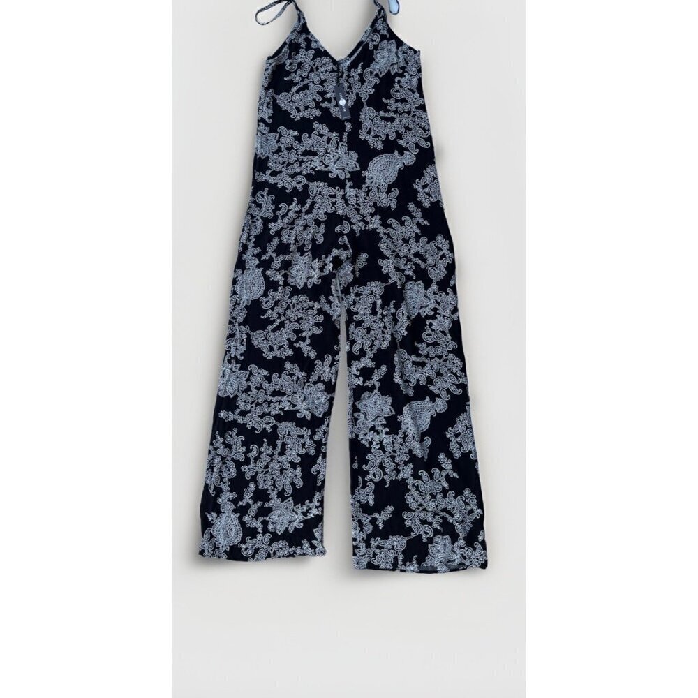 After Party By Nasty Gal Women’s Black Strappy Floral Wide Leg Jumpsuit Size XS - Picture 1 of 16